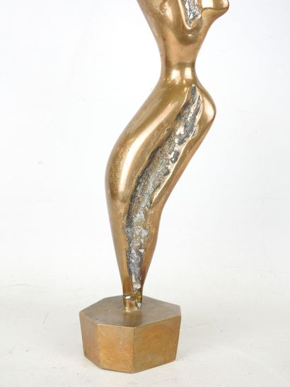 J.P. RAMEL : Female nude, bronze with gilded...