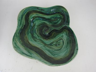 CUP on foot in green ceramic imitating malachite....