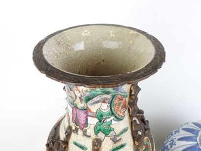 NANKIN: Crackled ceramic baluster vase with...