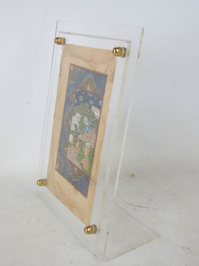 INDIA: Illuminated folio depicting a tiger...