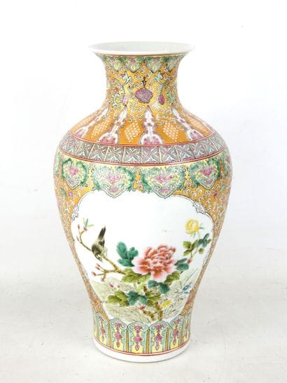 CHINA: Famille rose enameled porcelain baluster...