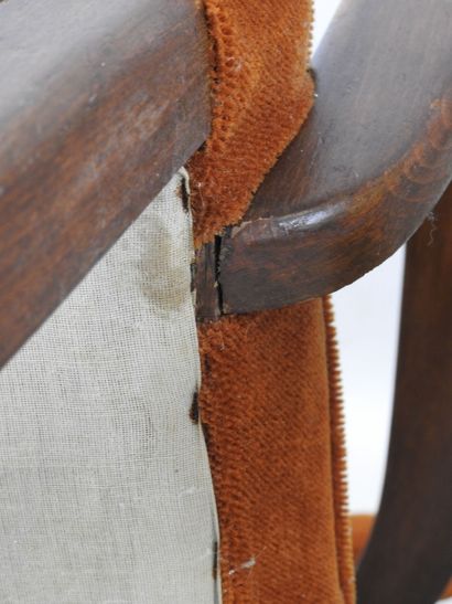 Two bridge CHAIRS with curved arms and seat...