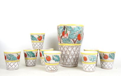 Glazed earthenware orangeade set with incised...