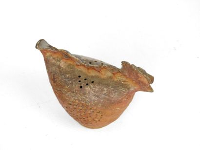 Brown glazed stoneware FLOWER PICTURE in...