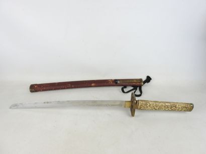 CHINA: Saber with steel blade, sculpted resin...