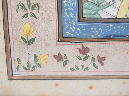 INDIA: Gouache on silk decorated with a procession...