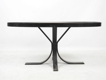 LOW TABLE in black-lacquered wrought-iron...