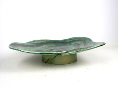 CUP on foot in green ceramic imitating malachite....