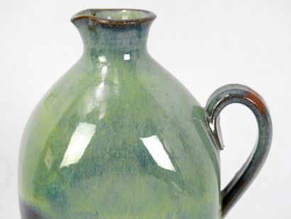 Small ceramic PICHET with green and blue-violet...