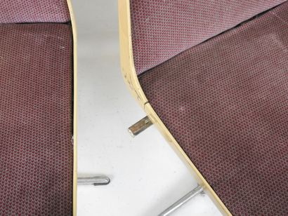 ALLIBERT: Four cream ABS chairs on chrome-plated...