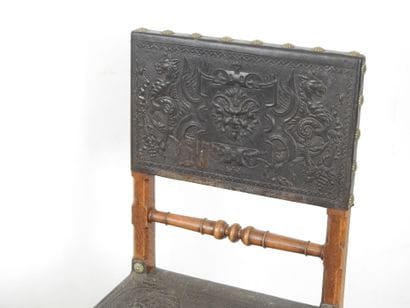 Pair of Henri II style chairs in wood and...