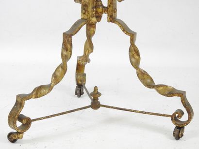 Gilded, twisted wrought-iron tilt-top GUERIDON,...
