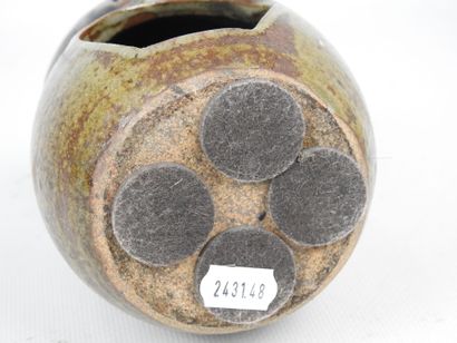 Owl-shaped PHOTOPHORE in brown glazed stoneware....