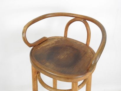 FISCHEL: Wooden bar stool. Label on reverse....
