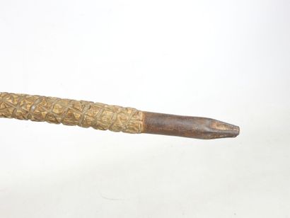 AFRICAN CANE in metal, turned and carved...