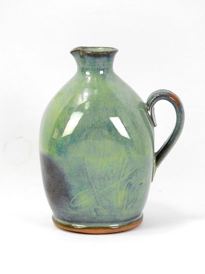 Small ceramic PICHET with green and blue-violet...
