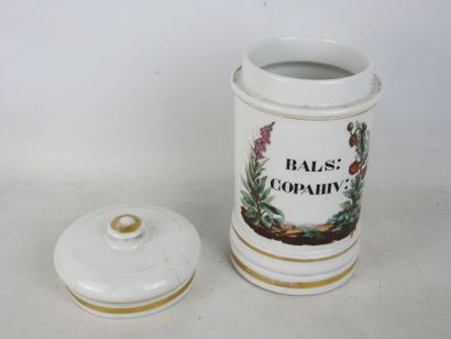 PHARMACY POT in porcelain of Paris with floral...