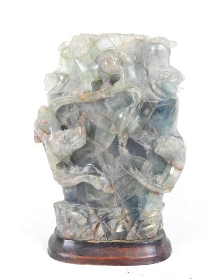 CHINA: Blue hardstone vase decorated with...
