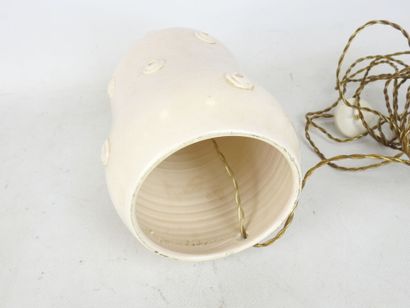 Coloquinte-shaped beige ceramic LAMP. Signed...