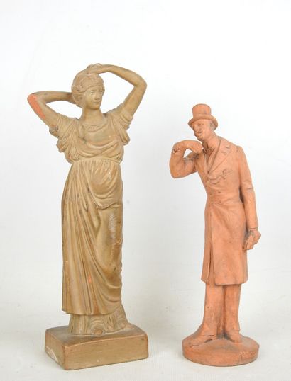 FEMALE à l'Antique styling her hair, terracotta...