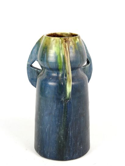 VASE with three handles in blue and green...