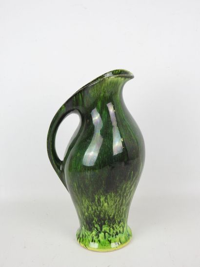 Glazed ceramic PICHET with green and yellow...