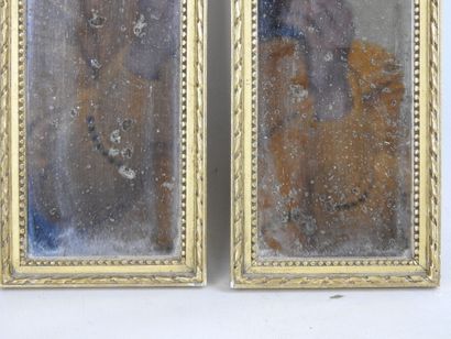 A PAIR of small rectangular MIRRORS in molded,...