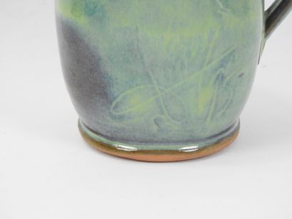 Small ceramic PICHET with green and blue-violet...