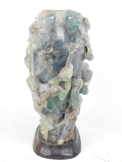 CHINA: Blue hardstone vase decorated with...