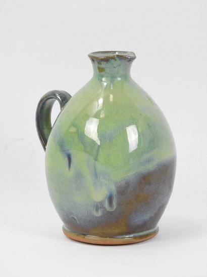 Small ceramic PICHET with green and blue-violet...