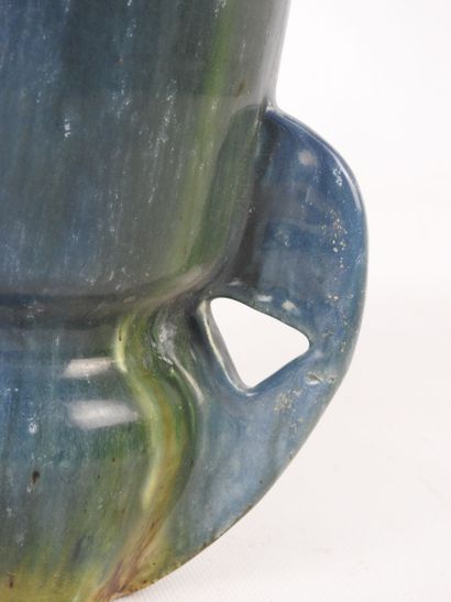 VASE with three handles in blue and green...