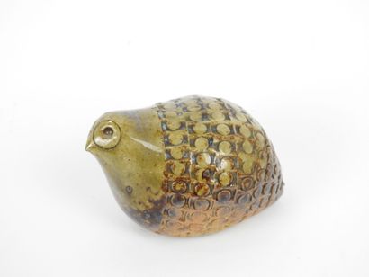 LA BORNE: Blue and brown enameled stoneware...