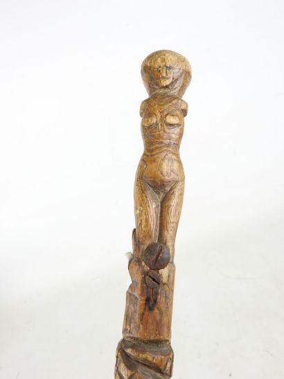 AFRICAN CANE in metal, turned and carved...