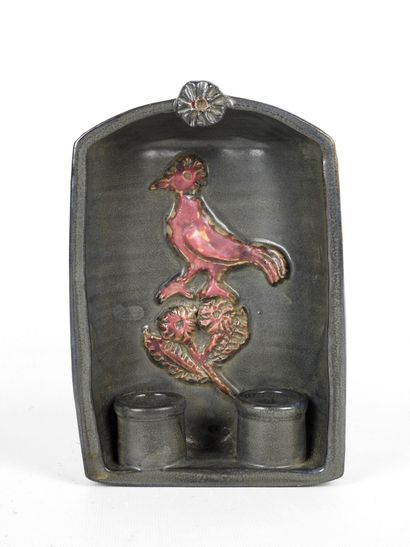ARTCERAM: Lead-glazed ceramic wall lamp decorated...