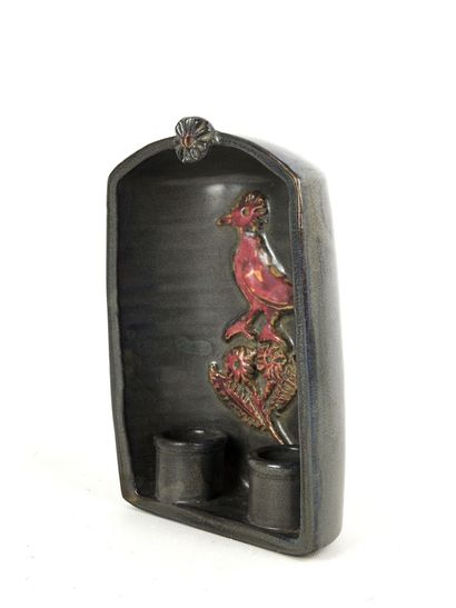 ARTCERAM: Lead-glazed ceramic wall lamp decorated...