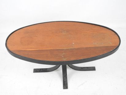 LOW TABLE in black-lacquered wrought-iron...