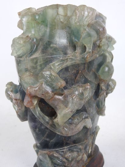 CHINA: Blue hardstone vase decorated with...