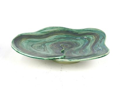 CUP on foot in green ceramic imitating malachite....