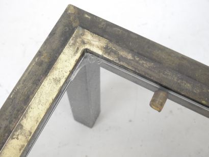 Square low table in gilded metal with smoked...