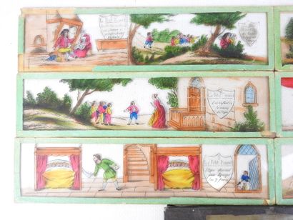 Six glass PLATES telling the story of Tom...