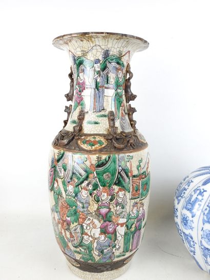 NANKIN: Crackled ceramic baluster vase with...