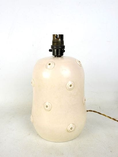 Coloquinte-shaped beige ceramic LAMP. Signed...