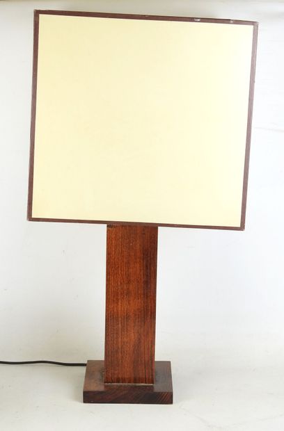 Rosewood table lamp with rectangular shaft...