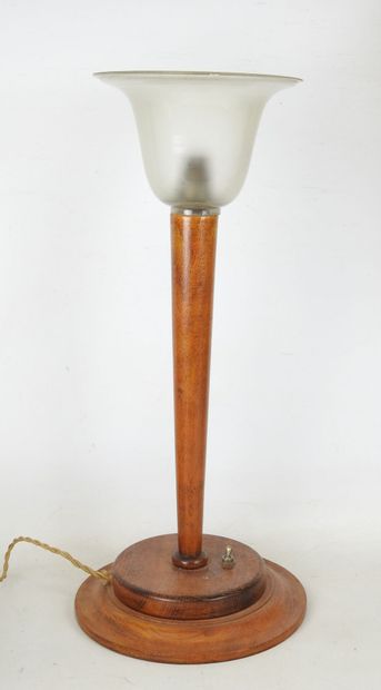 MAZDA, in the style of : Table lamp in walnut...
