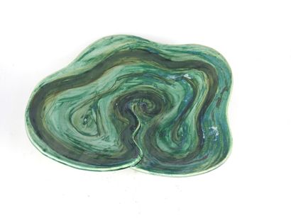 CUP on foot in green ceramic imitating malachite....