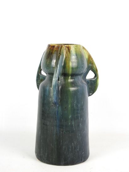 VASE with three handles in blue and green...