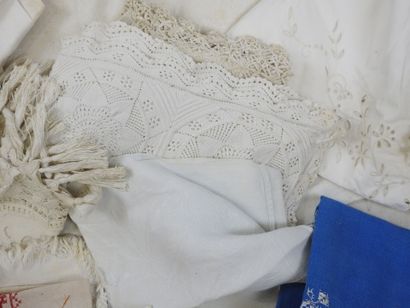 A CARTON of sheets including an embroidered...