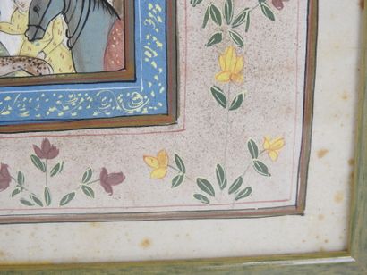 INDIA: Gouache on silk decorated with a procession...