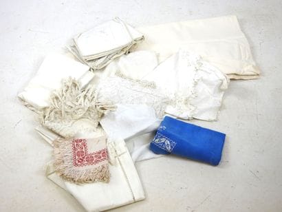 A CARTON of sheets including an embroidered...