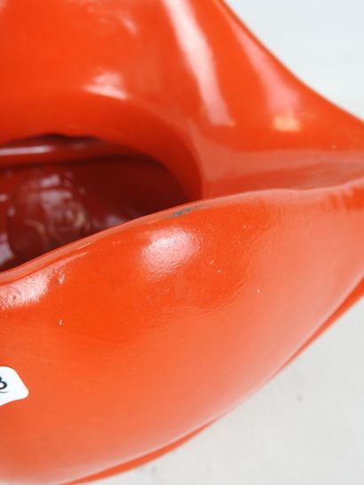 VASE in red glazed earthenware imitating...